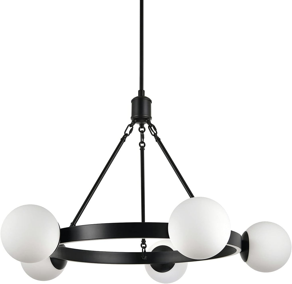46 inch Satin Brass Frosted Glass Globe Chandelier M940