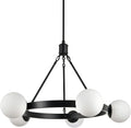 46 inch Satin Brass Frosted Glass Globe Chandelier M940