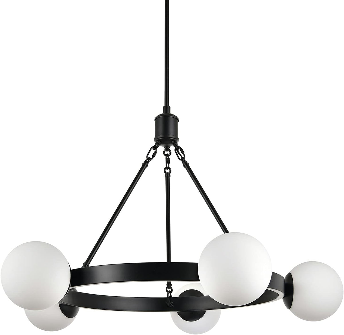 46 inch Satin Brass Frosted Glass Globe Chandelier M940