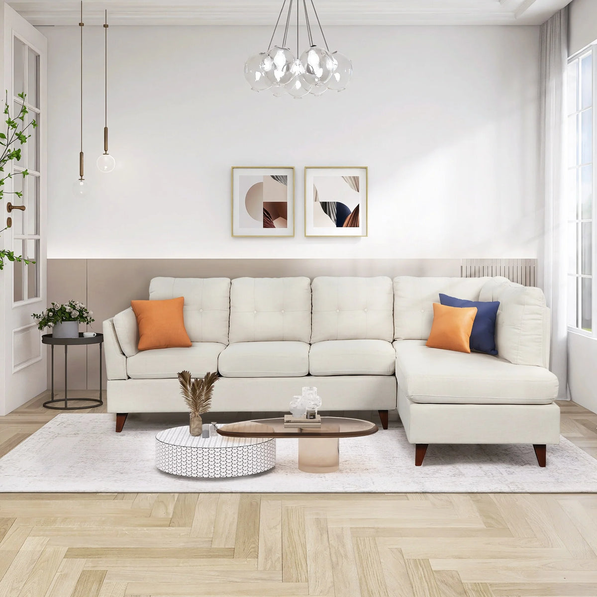 L-Shape Sectional Sofa with Chaise Lounge Gray N331223
