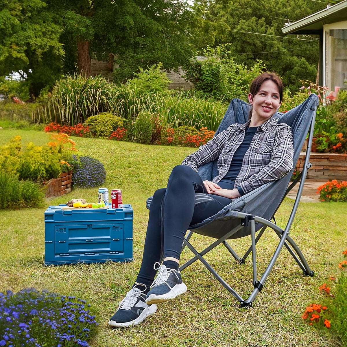 Folding Camping Chairs with High Back, 250LBS U844
