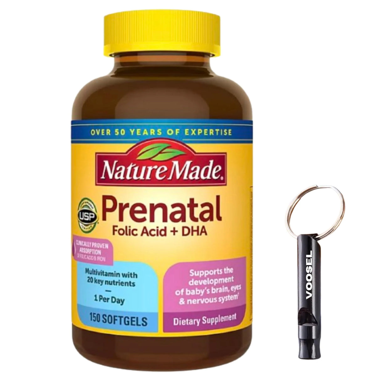 Prenatal Vitamin and Mineral Supplement with Folic Acid + DHA, 150 Softgels H735