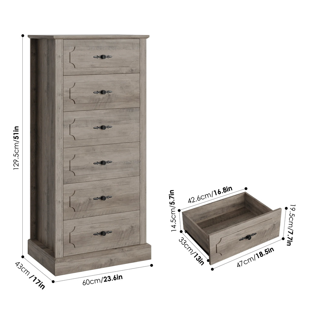 White 6 Drawer Wood Dresser F389237