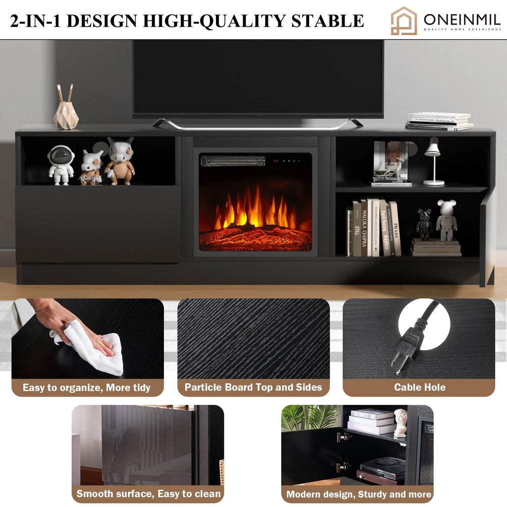 65 Fireplace TV Stand with Electric Fireplace J477094