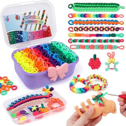Bracelet Making Kit with 1000+ Elastic Cloth Rubber Bands V192486