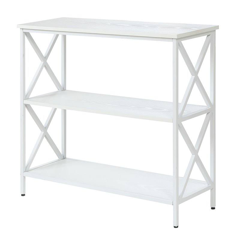 3 Tier White Wood Bookcase Q747