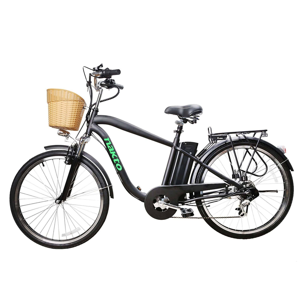 City Electric Bicycle 26x22 Camel Black with Plastic Basket Z605