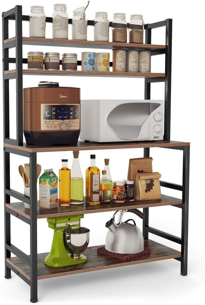 5-Tier Kitchen Bakers Rack with Hutch V6420