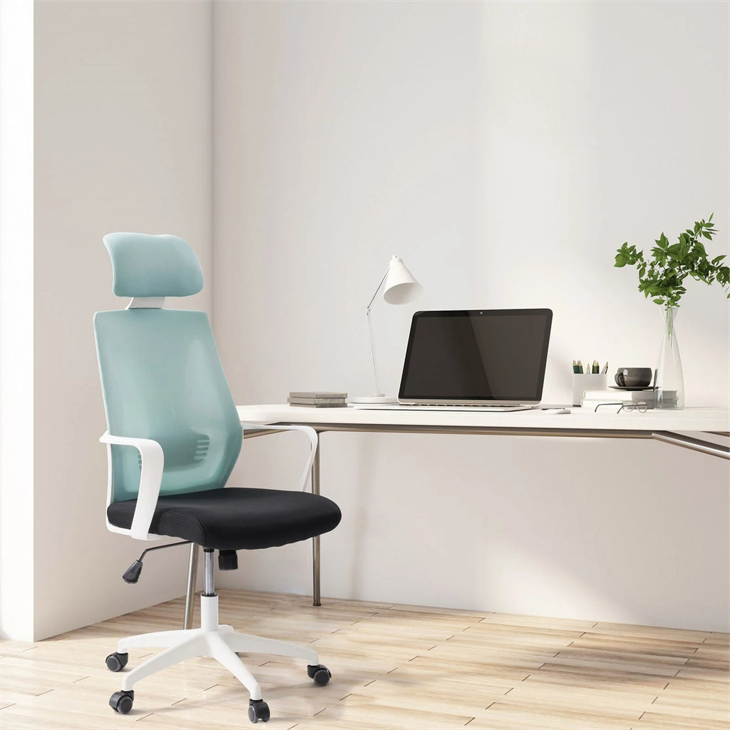 Teal Blue and Black Fabric Mesh Back Office Chair J26013