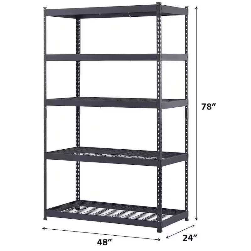 5-Tier Heavy Duty Steel Storage Shelving Unit in Black M2828