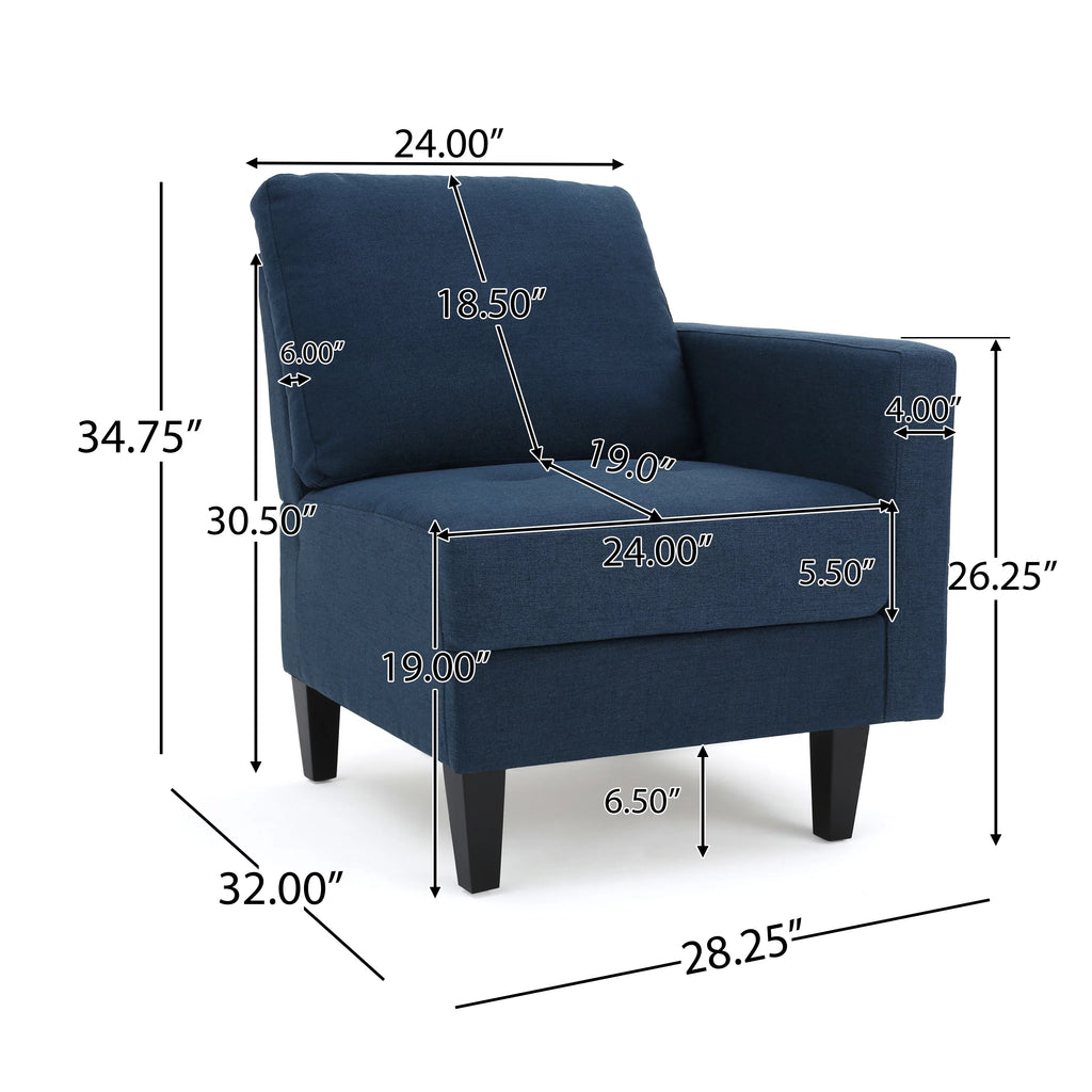7 Piece Dark Blue Fabric Sectional Couch S506