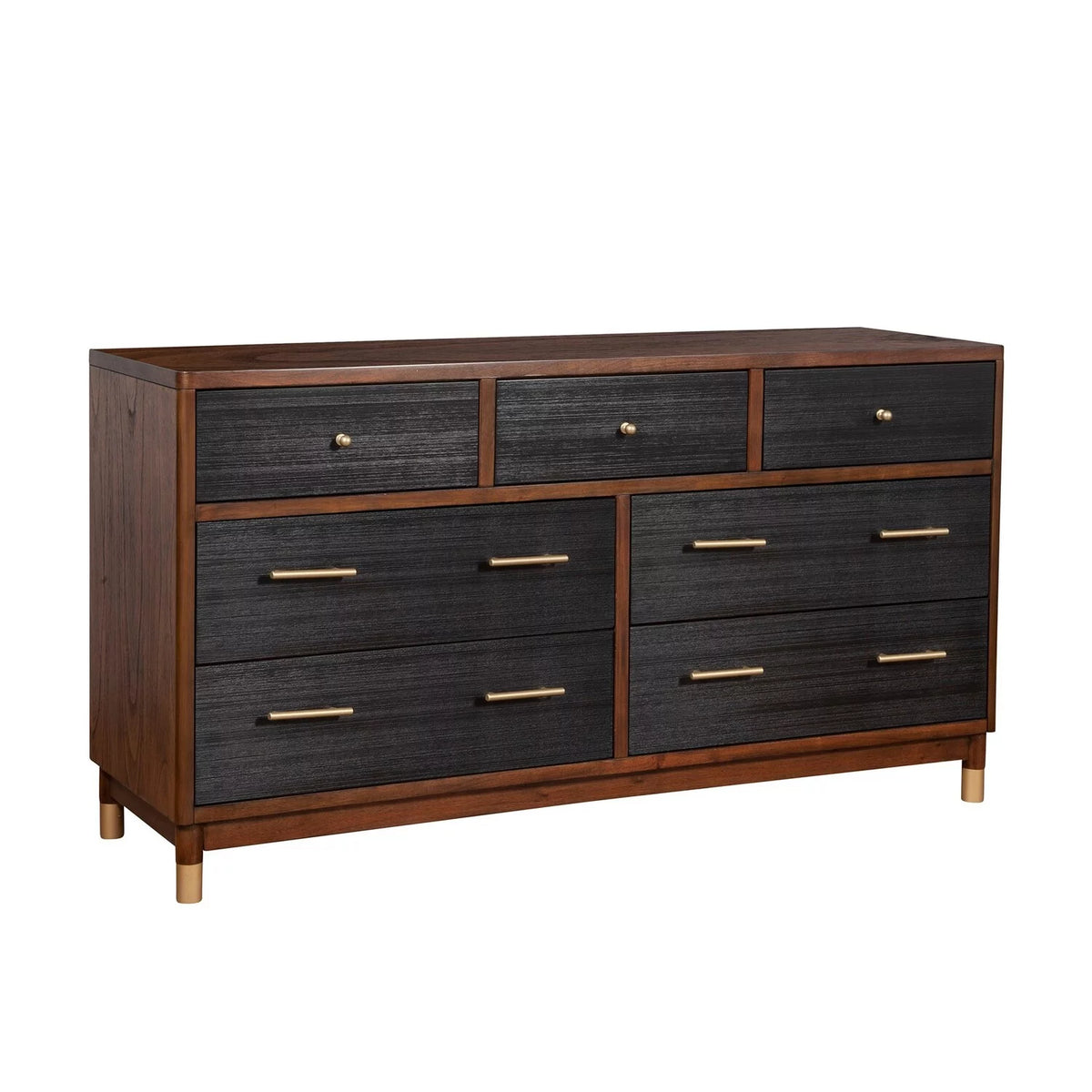 Brown and Black 7 Drawer Dresser D802