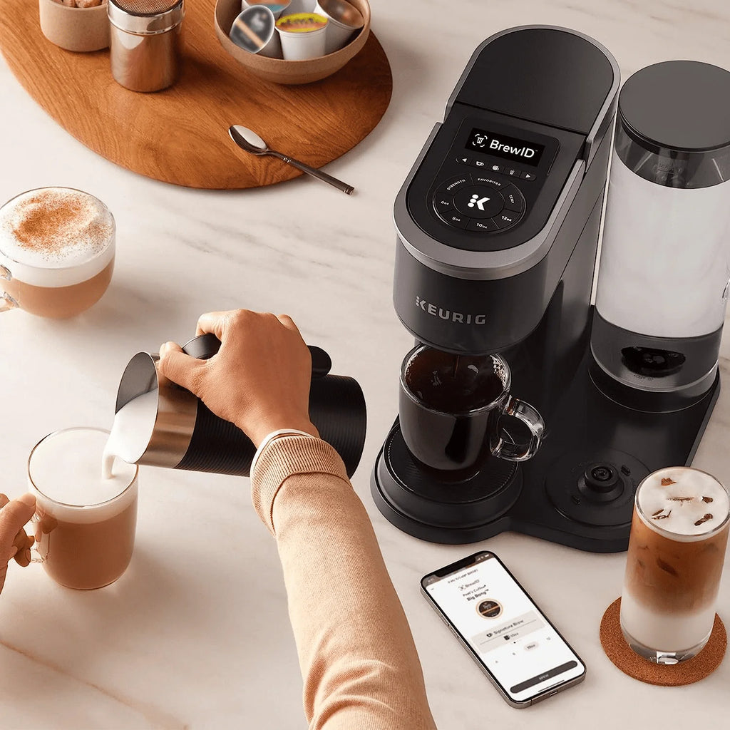 Black Single Serve Coffee Latte and Cappuccino Maker Y1313