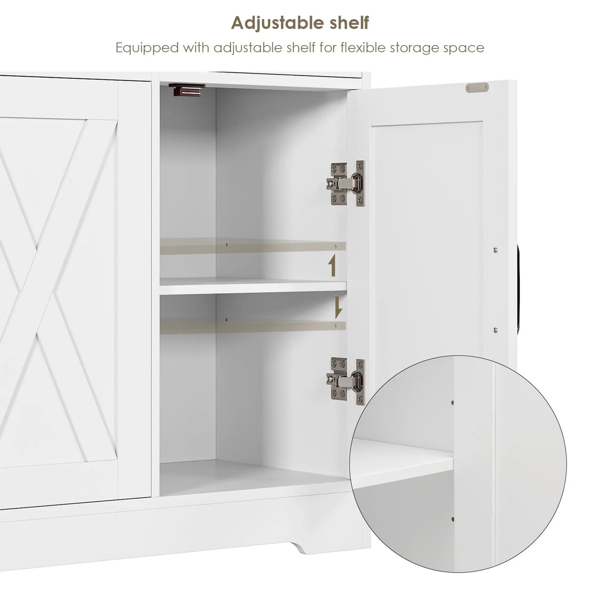 White 3 Drawer Kitchen Buffet Sideboard Cabinet with Adjustable Shelf J781