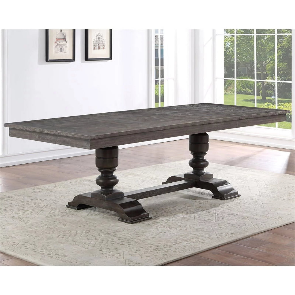 Washed Espresso Wood 9-piece Dining Set V978