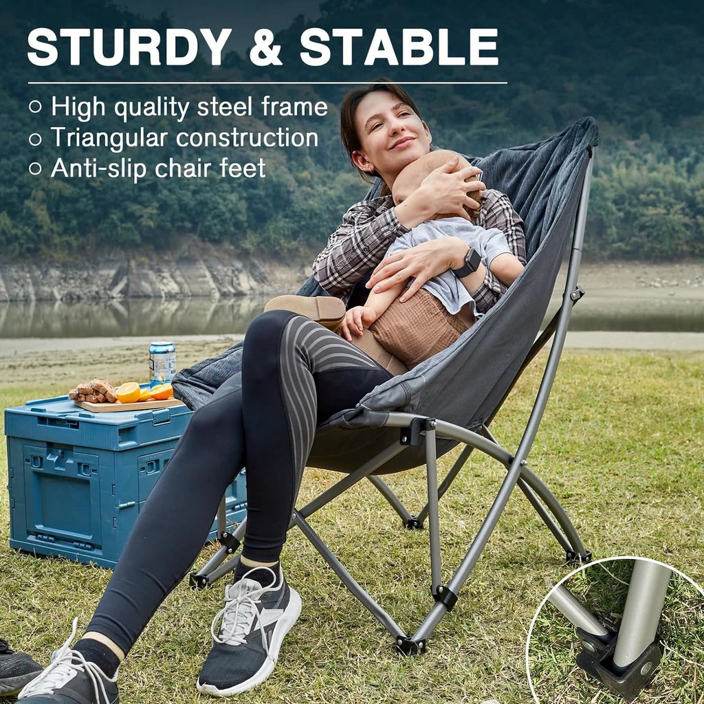 Folding Camping Chairs with High Back, 250LBS U844
