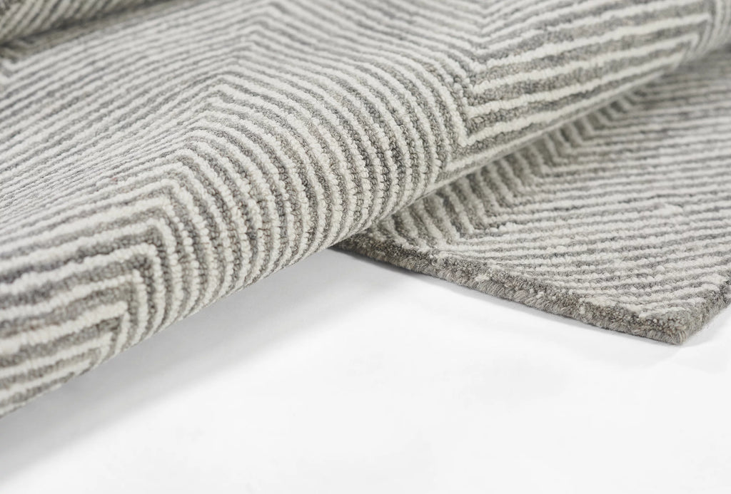 Hand Tufted Wool Zig Zag Grey Area Rug 3'6" X 5'6" H93949