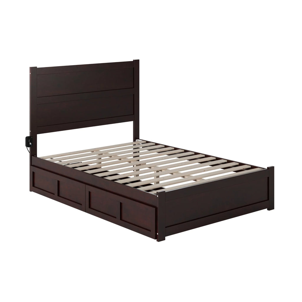 Solid Wood Bed with Footboard and 2 Drawers I337