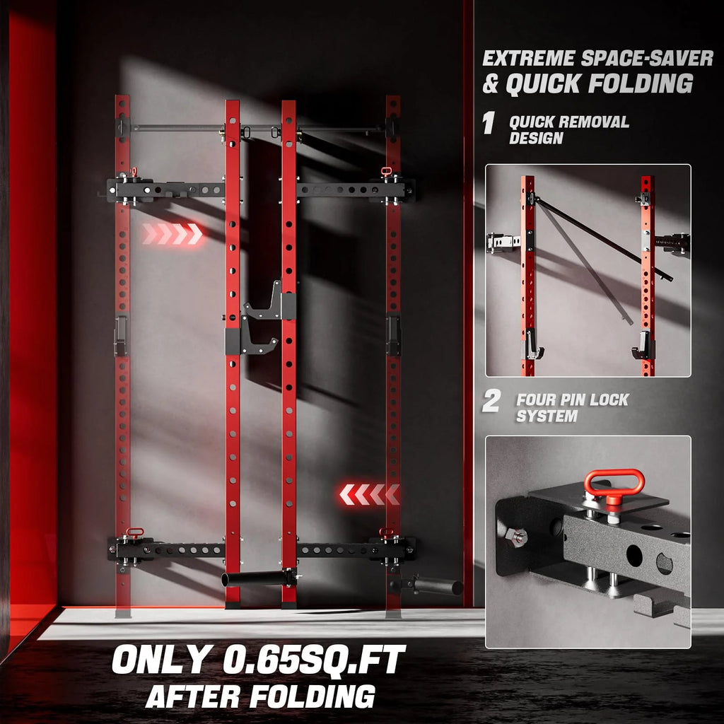 Foldable 1000LBS Capacity Wall Mounted Squat Rack C7462