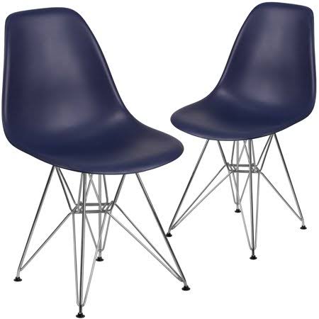 Blue Plastic Chair with Chrome Base N746