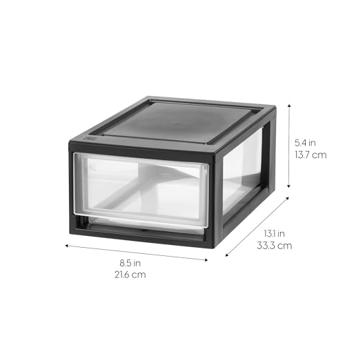 6 Qt. Plastic 4-Pack Stackable Drawer Storage Organizer, Black T3523