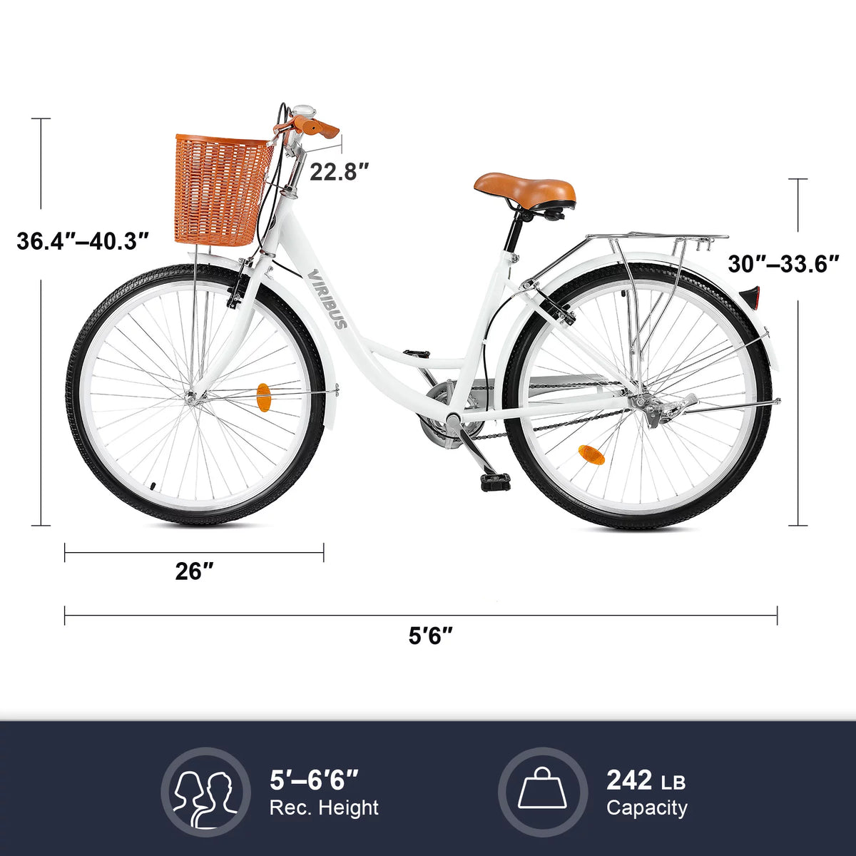 White 26 Inch Carbon Steel Hybrid Bike P539