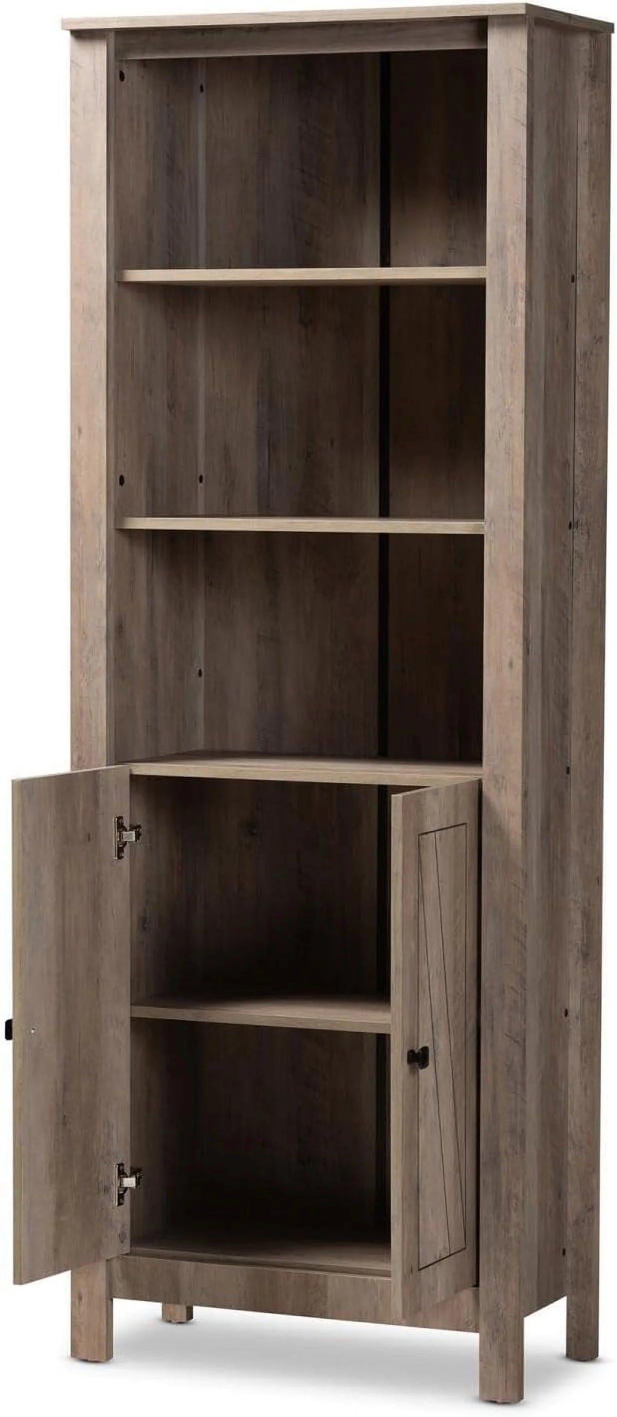 Natural Oak Finished Wood 2-Door Bookcase Q442