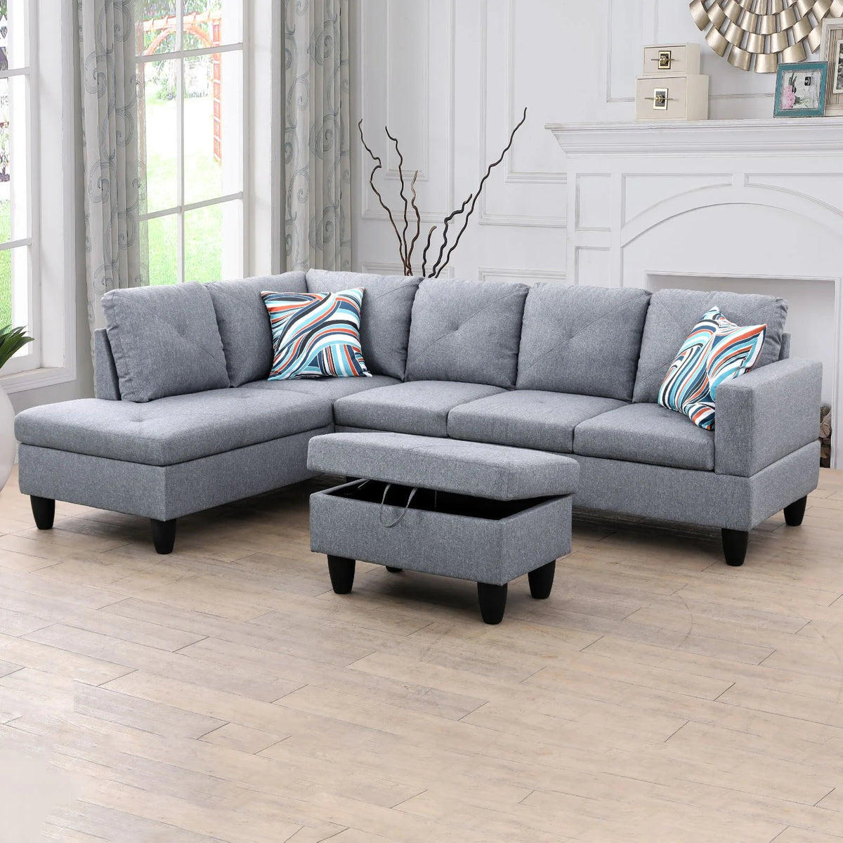Linen L-Shape Sectional Sofa C815