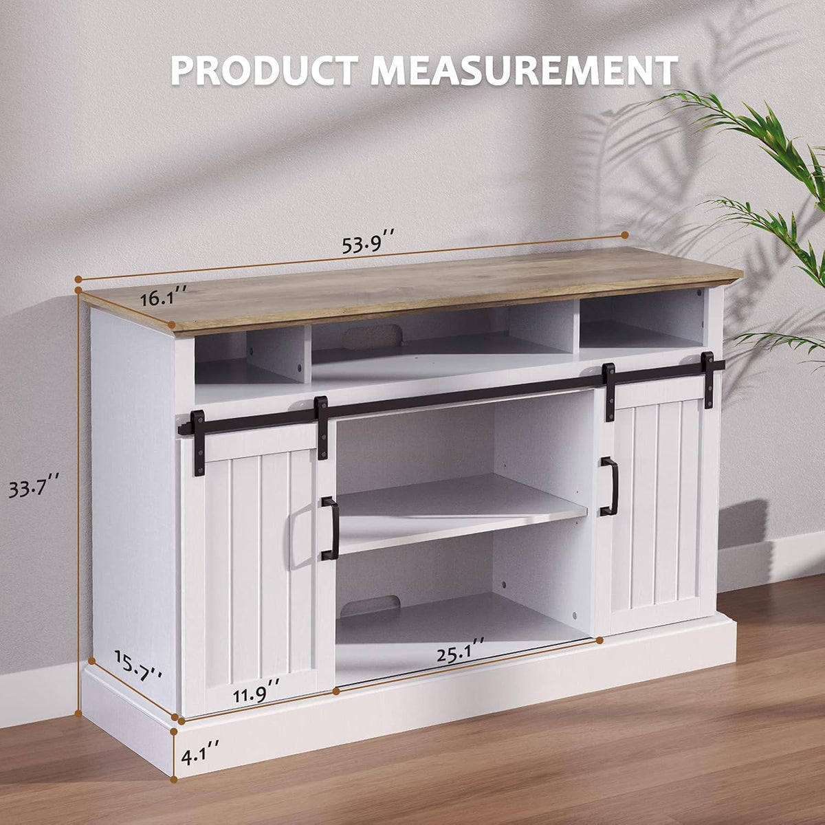 Farmhouse Sliding Barn Door TV Stand for TVs up to 65 Inch J3862