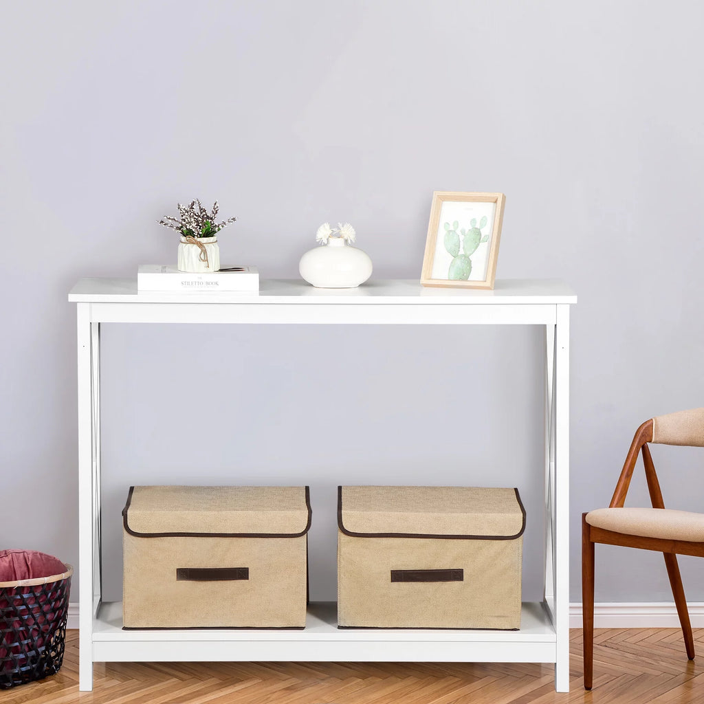 White 2-Tier MDF Console Table Z20097