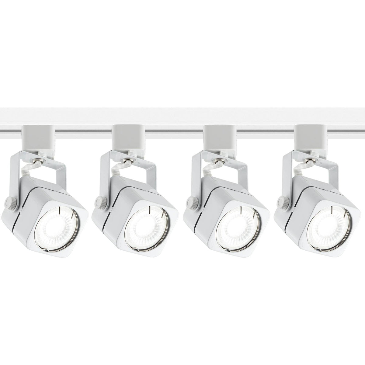 4-Light White Square LED Track Kit with Floating Canopy O481145