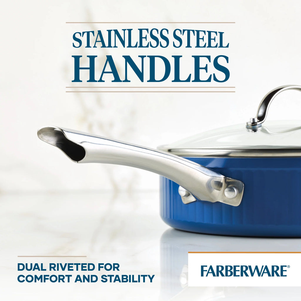 Blue 3 Qt Nonstick Cookware Saute Pan with Lid W58638