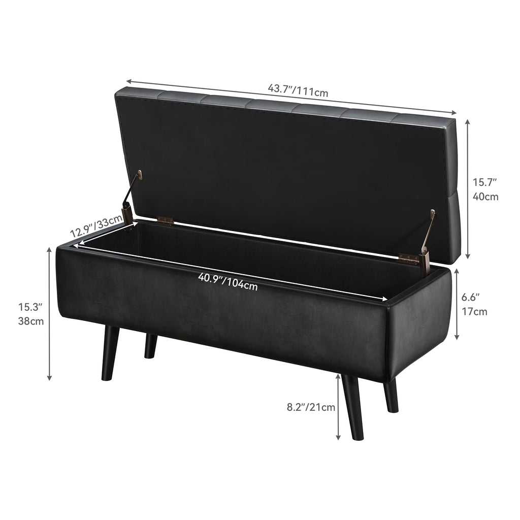 Faux Leather Storage Ottoman Bench G128