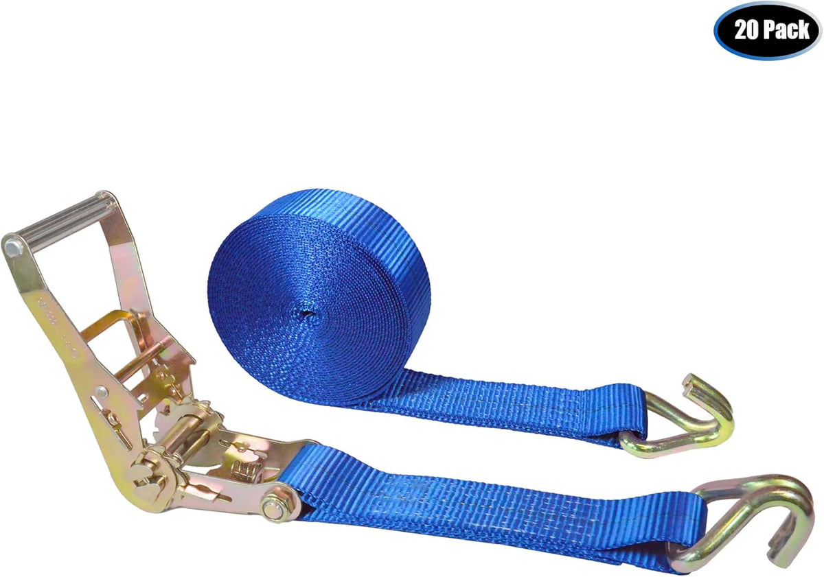 2” x 30’ Double Wire J Hook Ratchet Straps, 4 Pack B846