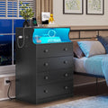 Black 4 Drawer Dresser with LED Lights and Charging Station V805619