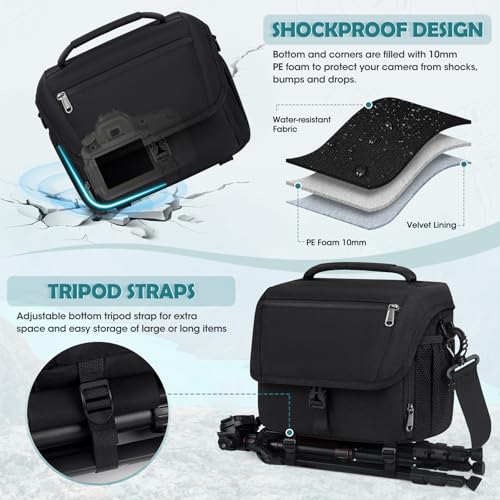 Black Waterproof Camera Sling Bag with Tripod Holder O145309