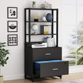 2 Drawer Vertical File Cabinet with Lock & Bookshelf K1864