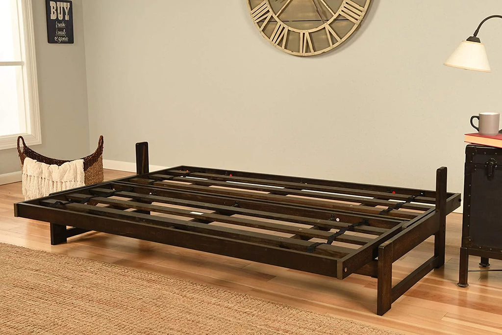 Mocha Full Size Futon Frame with Mattress N847