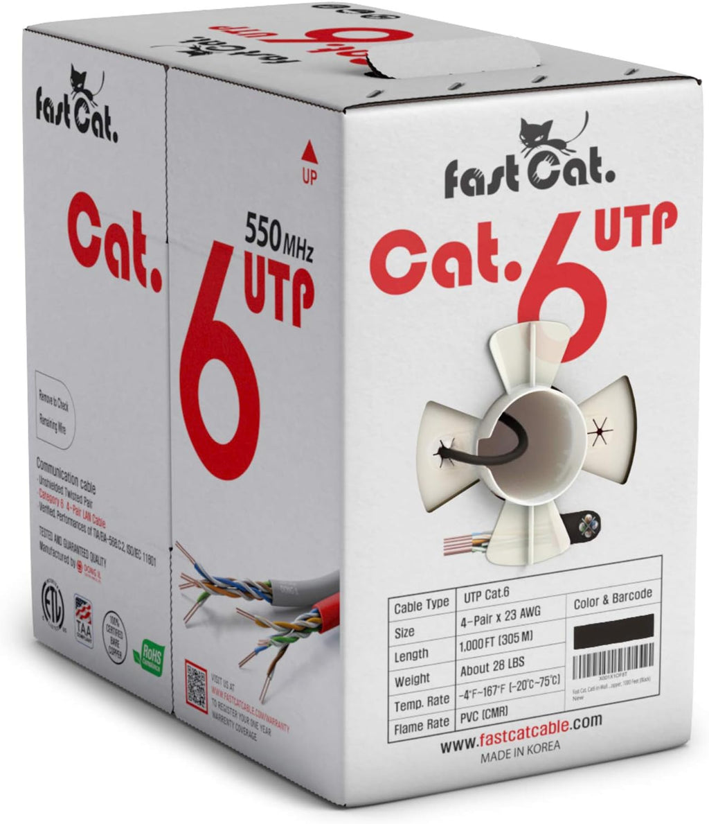 Cat6 Ethernet Cable 1000ft 23 AWG Solid Bare Copper Orange I693063