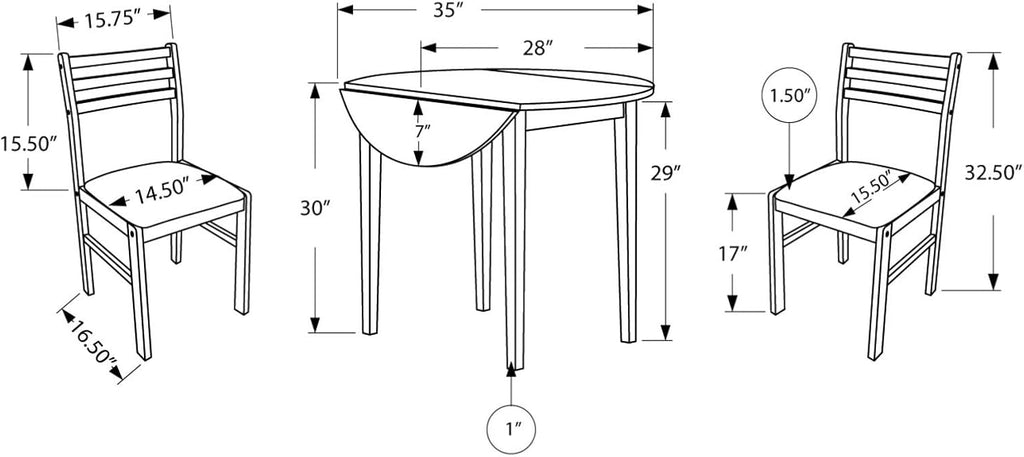 3-Piece Cappuccino Dining Set with Drop Leaf Table J588