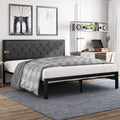 King Size Metal Bed Frame with Upholstered Headboard L441