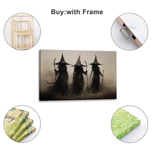Halloween Wall Art Print Three Witches In The Forest Canvas 24x36inch Unframed W3035