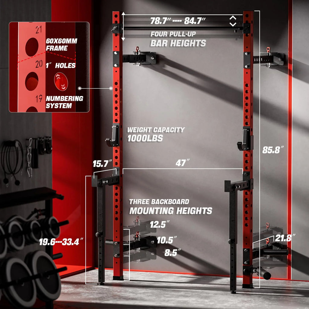 Foldable 1000LBS Capacity Wall Mounted Squat Rack C7462