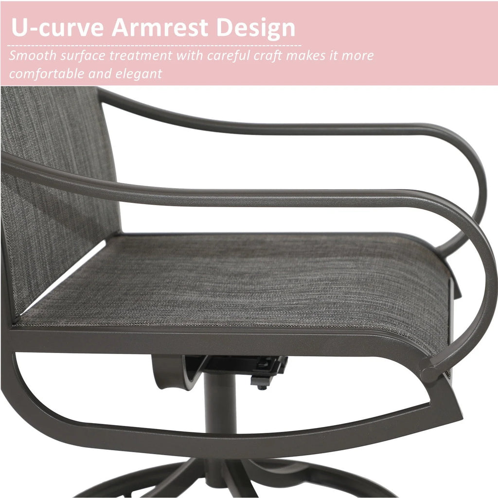 Patio Swivel Dining Chairs Set of 2 Black Steel Frame G9170