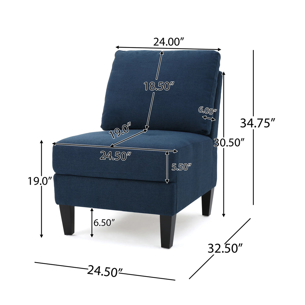 7 Piece Dark Blue Fabric Sectional Couch S506