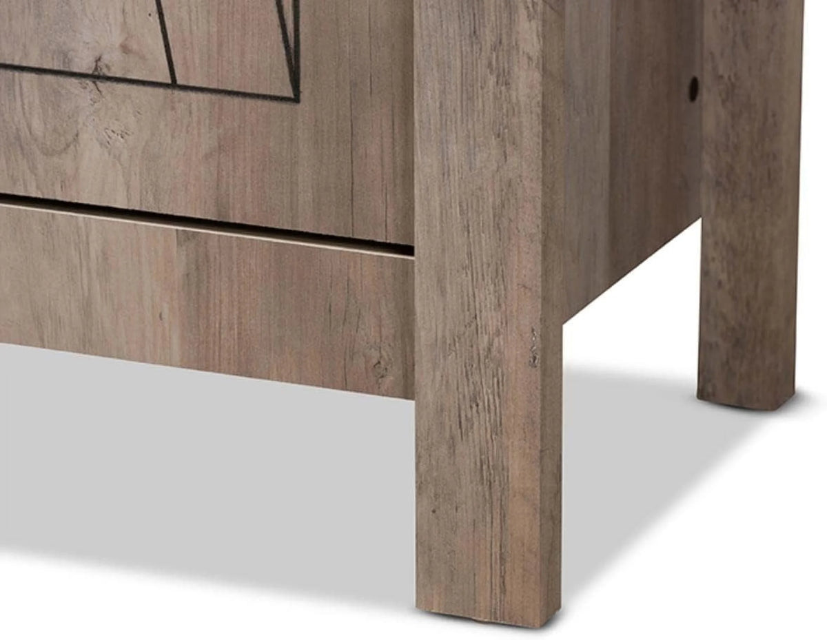 Natural Oak Finished Wood 2-Door Bookcase Q442