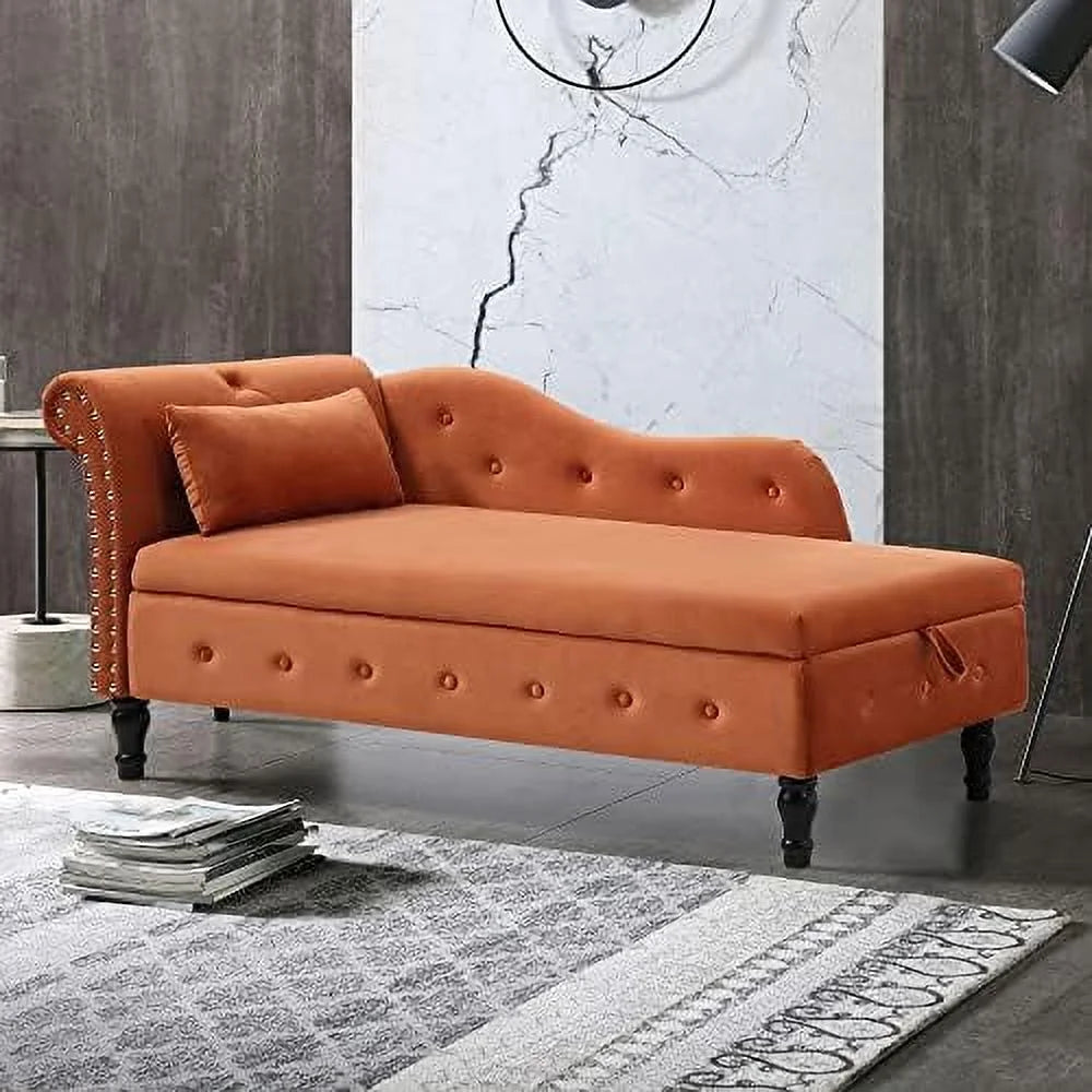 60.6" Tufted Velvet Indoor Chaise Lounge Chair R1770