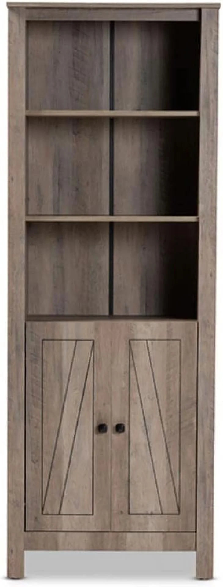 Natural Oak Finished Wood 2-Door Bookcase Q442