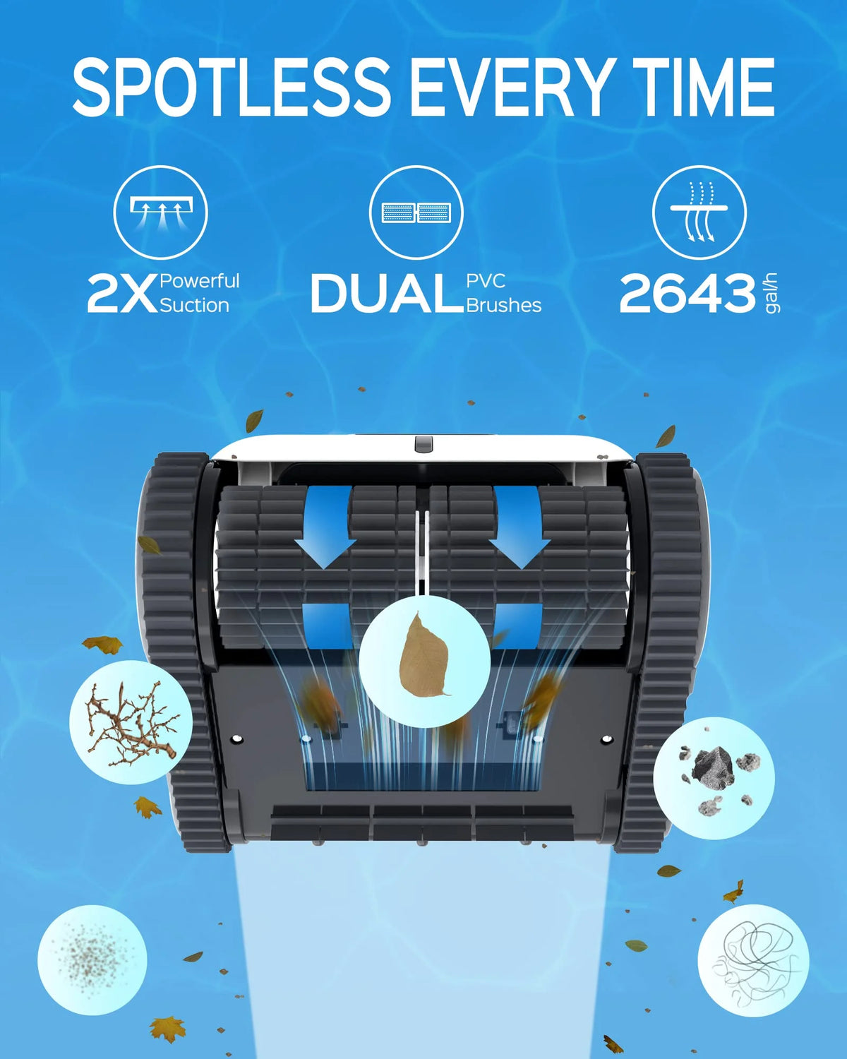 Cordless Robotic Pool Cleaner with Wall Climbing T530755