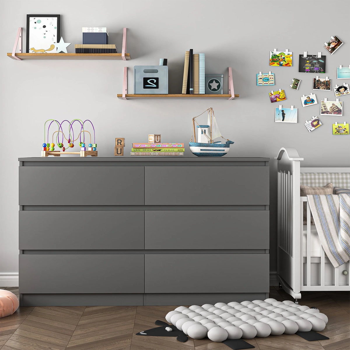 White 6 Drawer Dresser B211